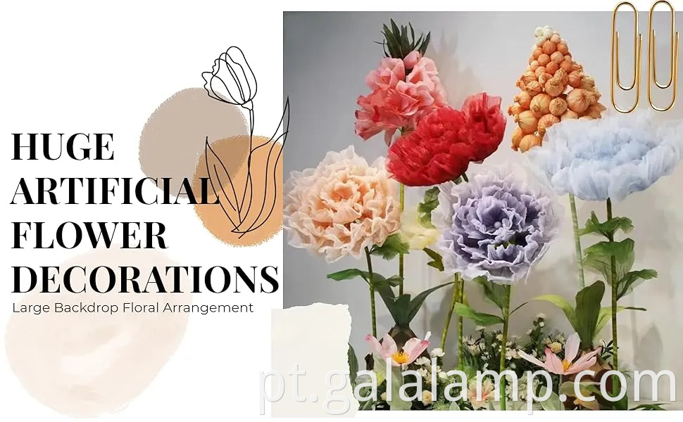 Decoração floral de peônia rosa encantadora com luz para eventos